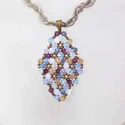 Pendant 40cm - Shea Rhombus M-Khaki Braid - Pendant 40cm - Laiton bronze